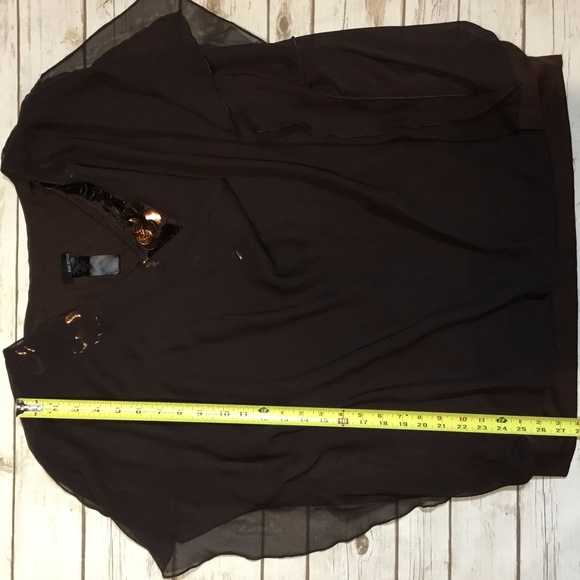 Brown Plus Size Layered Top with Sequins Pat Rego - Picture 6 of 7